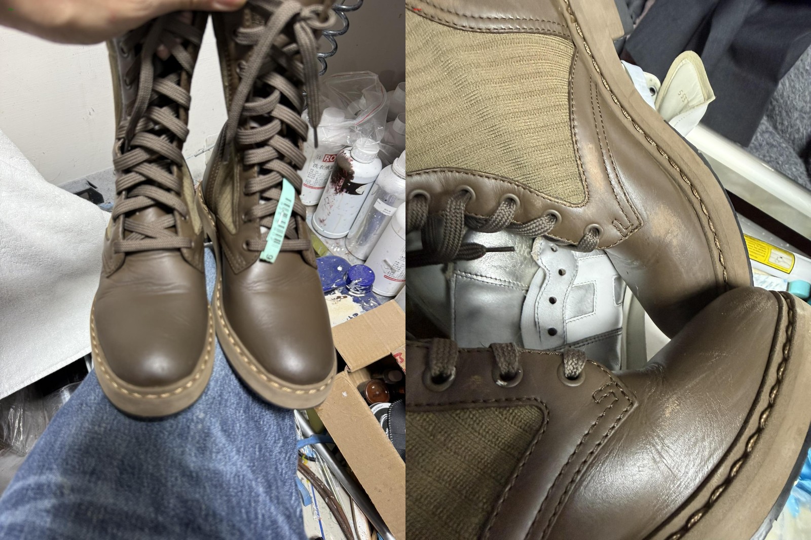 Fendi Brown Leather Biker Boots修復